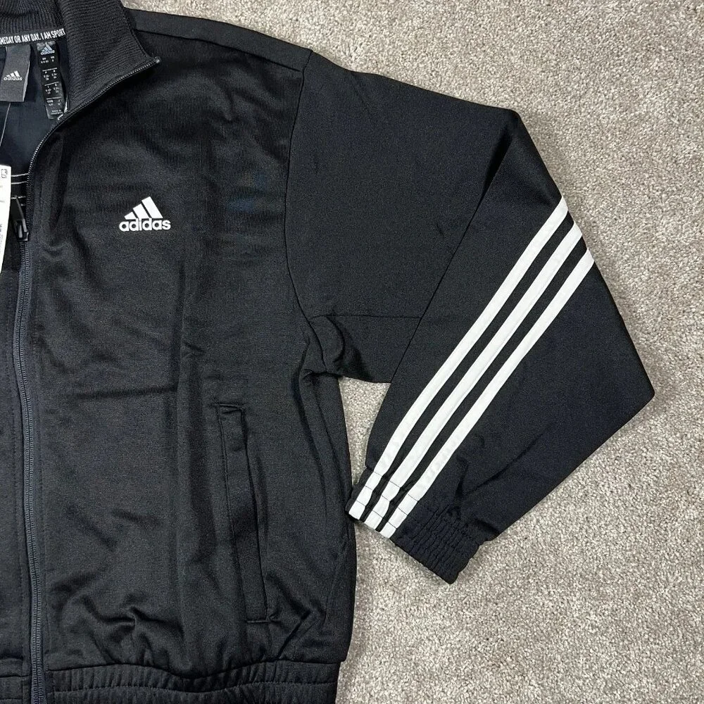 Adidas Womens Small Black‎ 3-Stripes Knit Full Zip Long Sleeve Tennis Jacket NWT